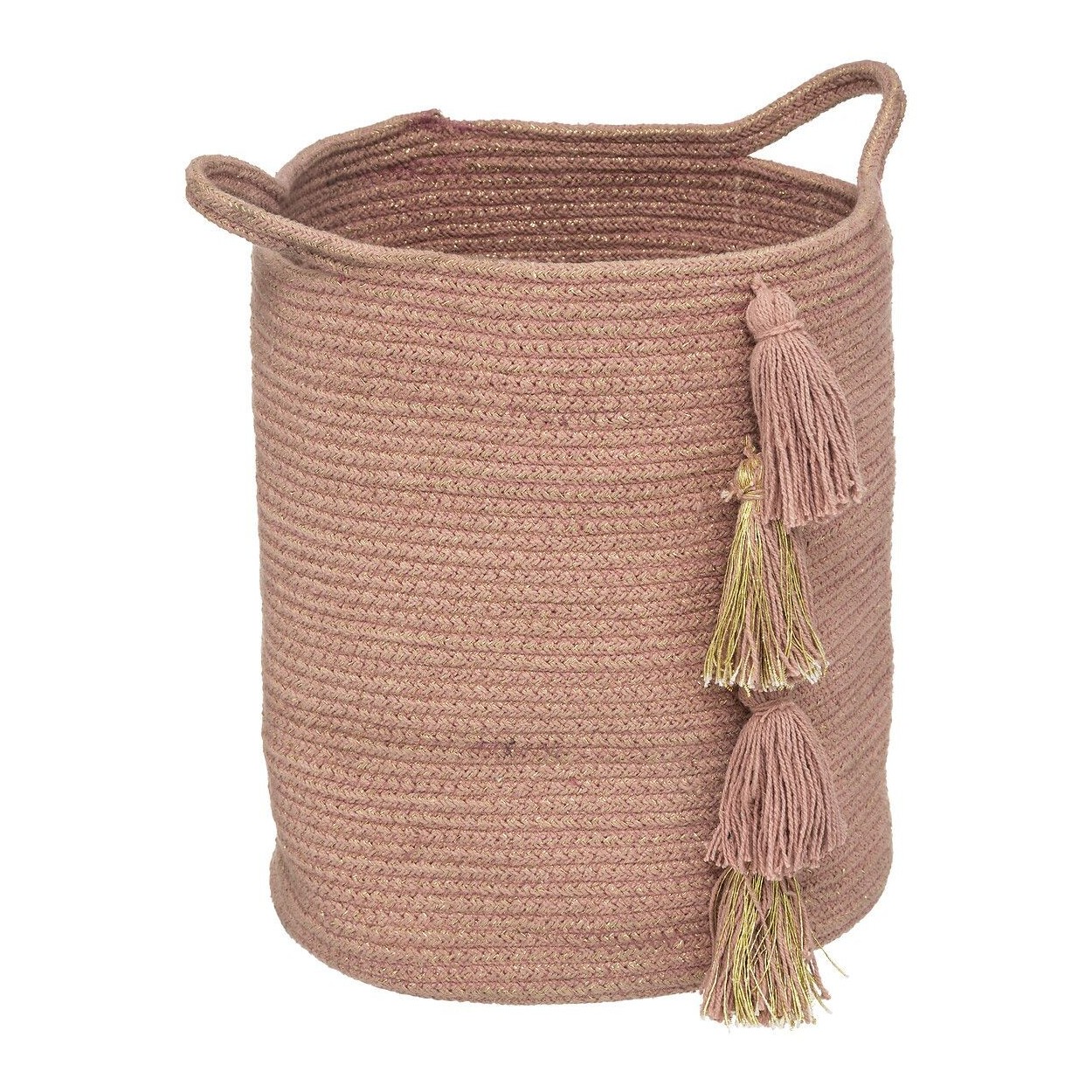 Cesta de algodon rosa decorativa comprar.