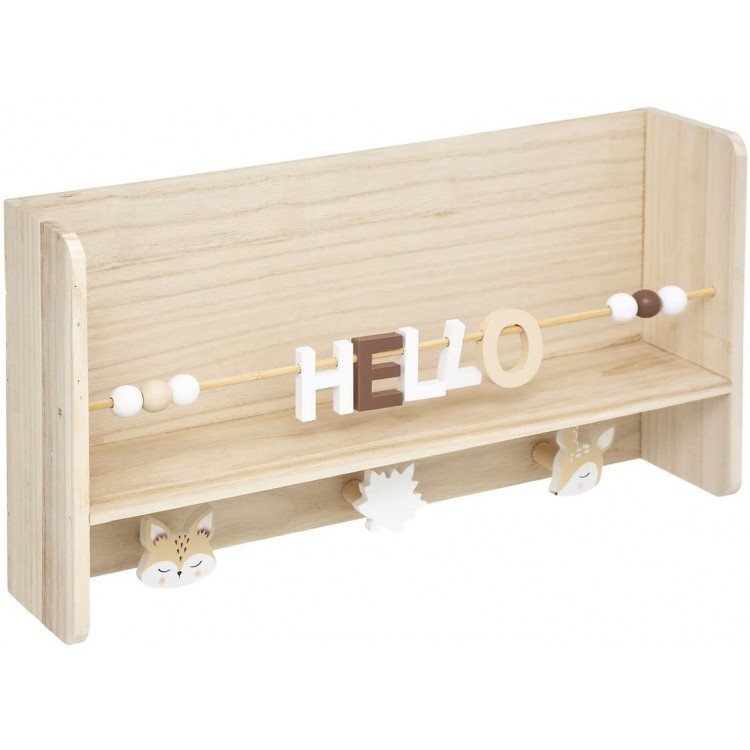 Estantería infantil con perchero de animales, diseño "hello".