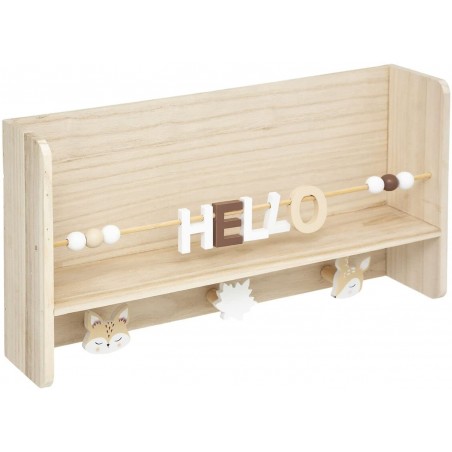 Estantería infantil con perchero de animales, diseño "hello".