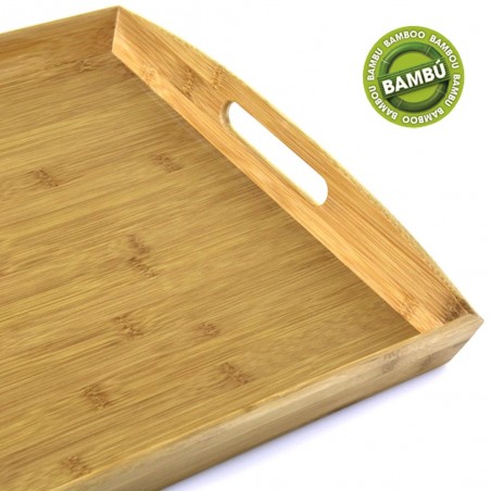 Bandeja rectangular de bambú (58x38x6 cm)