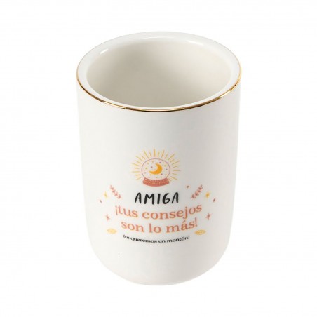 VASO PORTAPINCELES "AMIGA" DE CERÁMICA 7X10X7