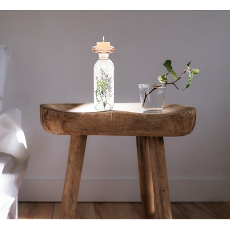 PORTAVELAS DE CRISTAL CON FLORES SECAS 7,5X20X7,5