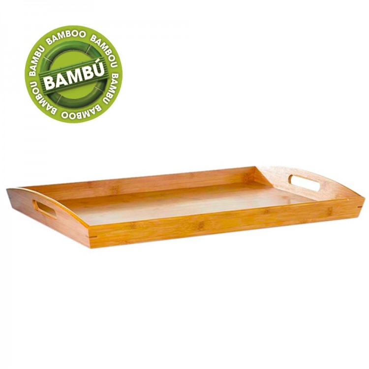 Bandeja rectangular de bambú (58x38x6 cm)