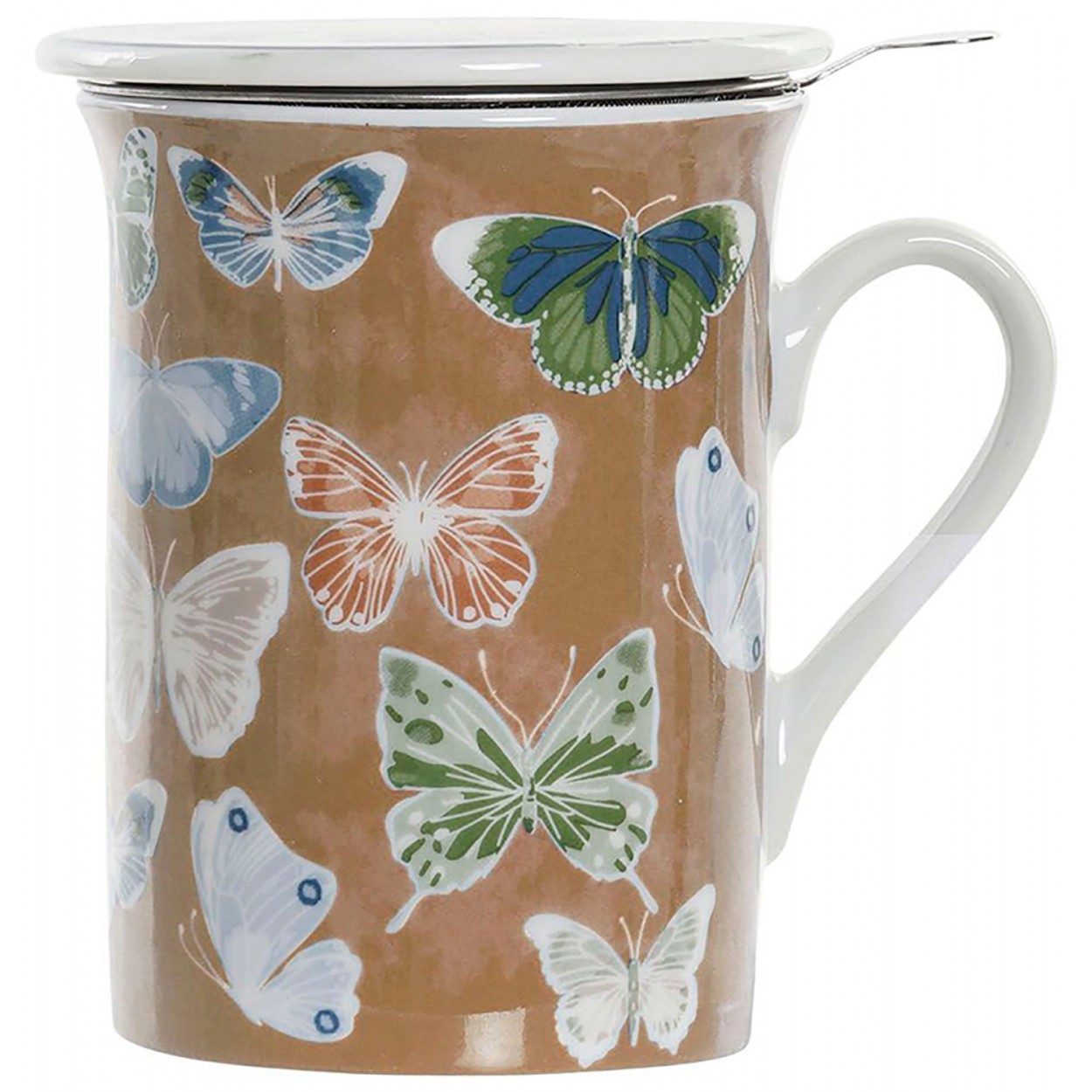 TAZA INFUSIONES PORCELANA FILTRO MARIPOSAS