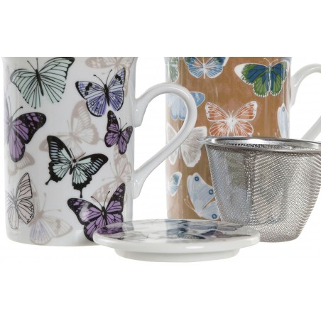TAZA INFUSIONES PORCELANA FILTRO MARIPOSAS