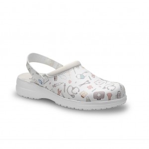 ZUECOS SANITARIOS ILUSTRACIONES BLANCO. TALLA 39