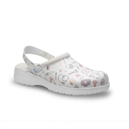 ZUECOS SANITARIOS ILUSTRACIONES BLANCO. TALLA 39