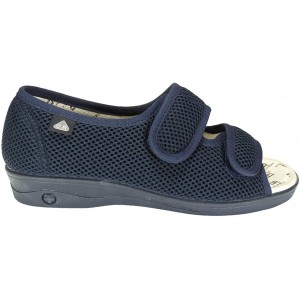 ZAPATILLA DE REJILLA CON VELCRO AZUL MARINO PUNTA ABIERTA