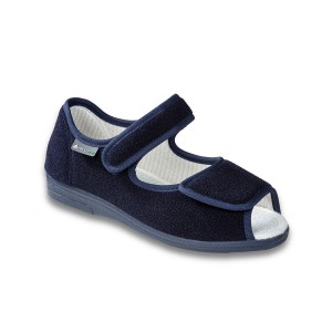 ZAPATILLA SANITARIA DE ALGODÓN CON VELCRO. COLOR AZUL MARINO