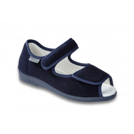 ZAPATILLA SANITARIA DE ALGODÓN CON VELCRO. COLOR AZUL MARINO