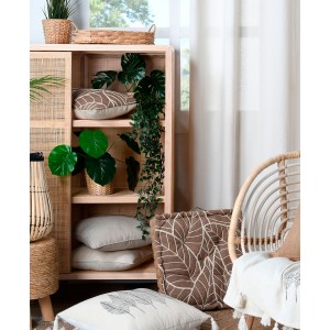 COJÍN DECORATIVO RECTANGULAR LEAVES BEIGE 30X50CM