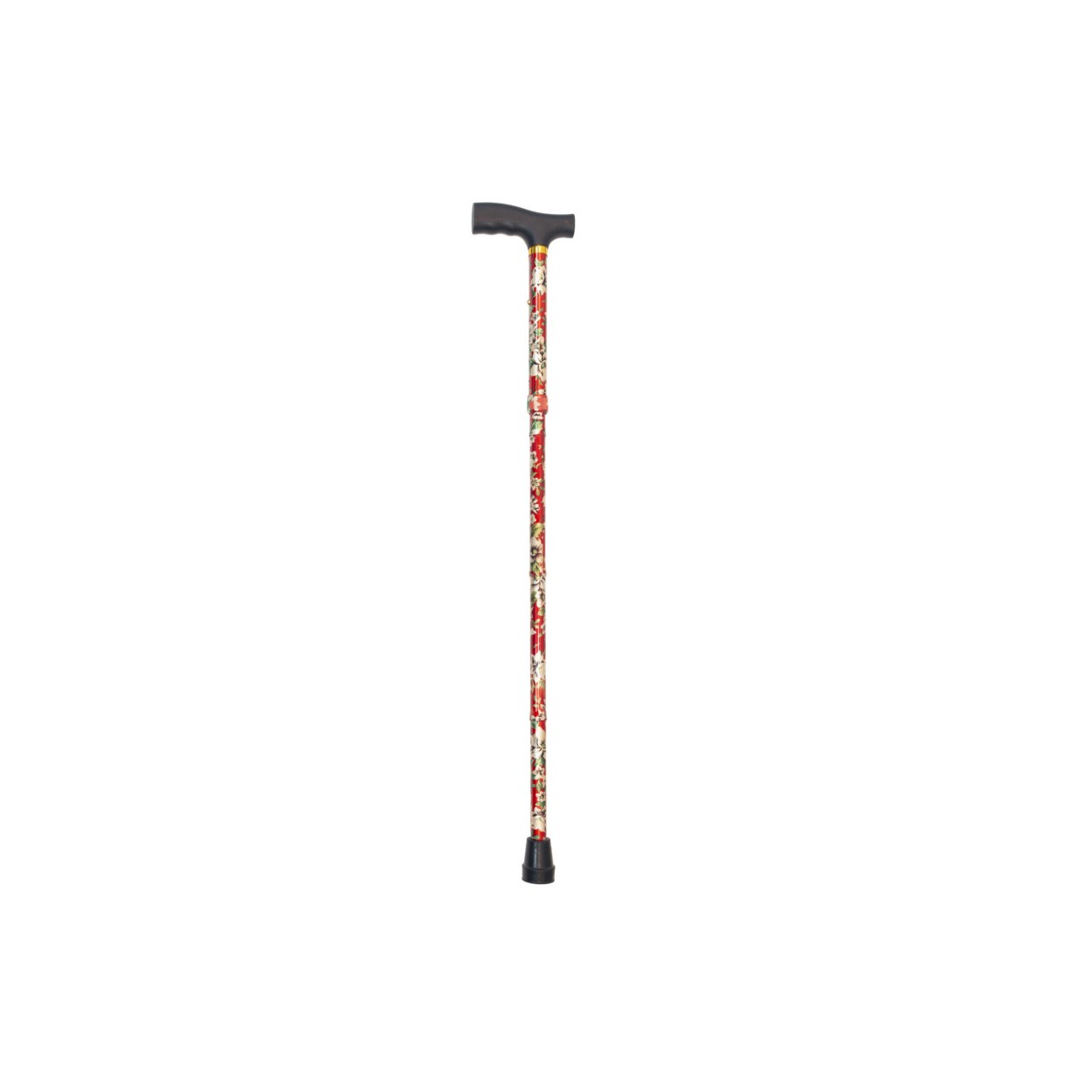 BASTÓN ALUMINIO PLEGABLE ROJO FLORES BLANCAS