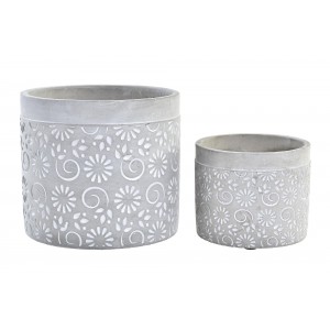 macetero decorativo de cemento en set de 2, comprar decoracion de jardin