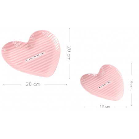 Juego de 2 bandejas corazon ceramica rosa comprar decoracion de hogar