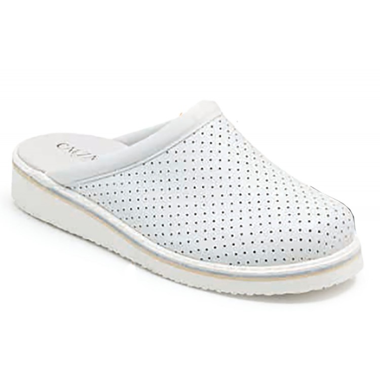 ZUECO SANITARIO UNISEX CON TALÓN ABIERTO PALA PICADA BLANCO