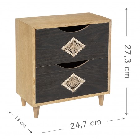 JOYERO MADERA CON 2 CAJONES 24,7X13X27,3