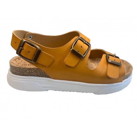 SANDALIAS CORCHO BIO COLOR MOSTAZA. TALLA 37