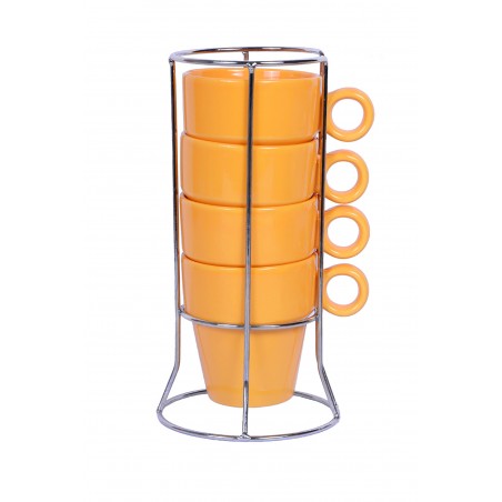 SET DE 4 TAZAS AMARILLAS APILABLES 22 CL