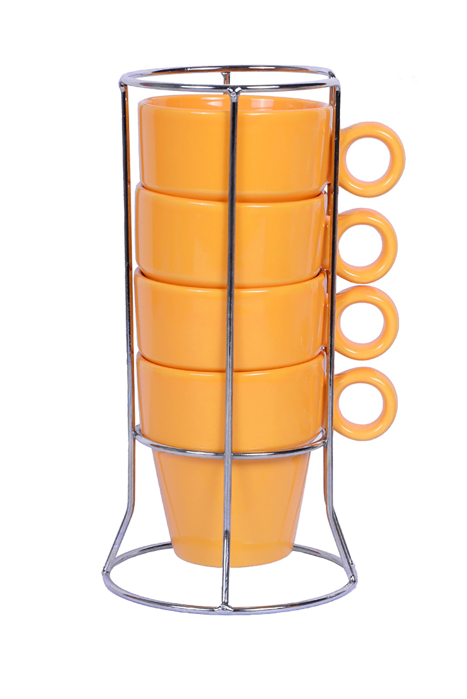 SET DE 4 TAZAS AMARILLAS APILABLES 22 CL