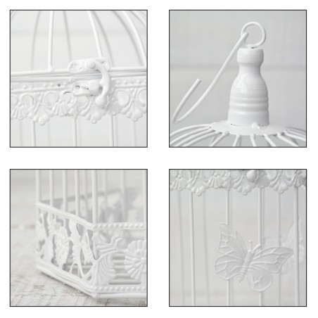 Jaula Blanca Decorativa de Metal, Elegante y Moderna "Mariposas". Decoración Jaulas Boda,  Jardín.