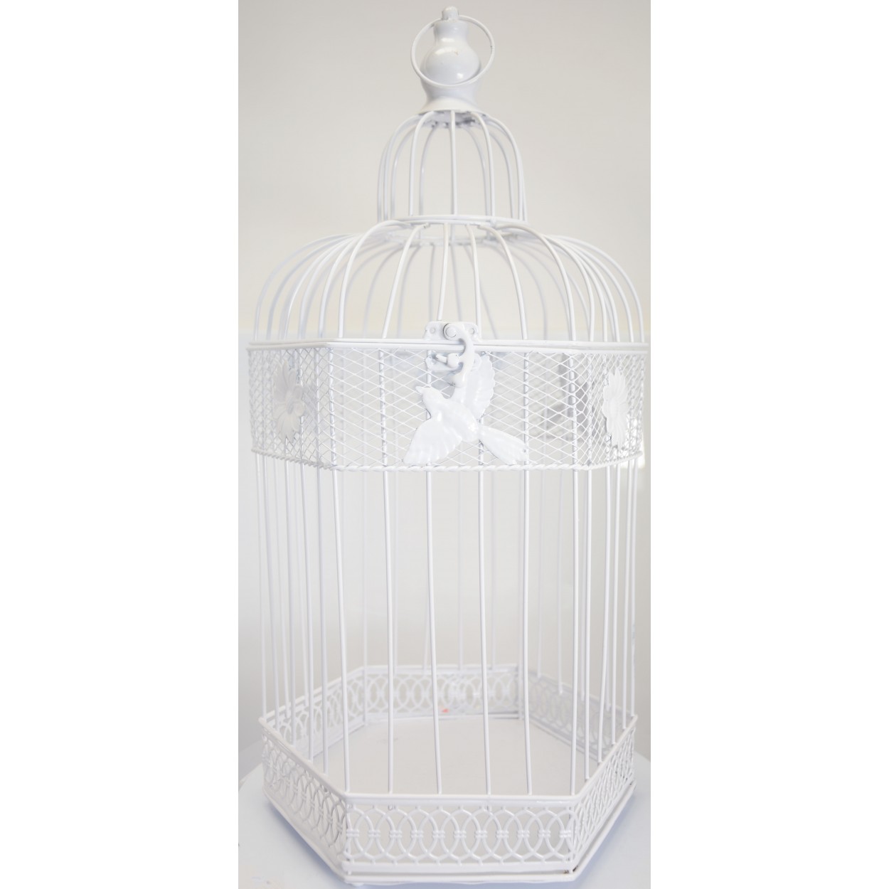 JAULA BLANCA DECORATIVA PÁJAROS & FLORES