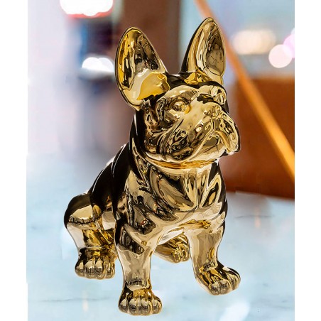 FIGURA DECORATIVA BULLDOG DORADO KRATER