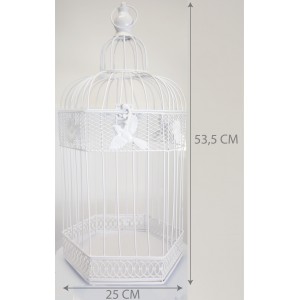 JAULA BLANCA DECORATIVA PÁJAROS & FLORES