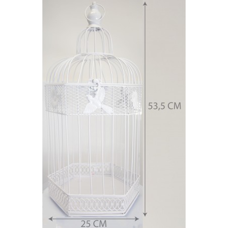 JAULA BLANCA DECORATIVA PÁJAROS & FLORES