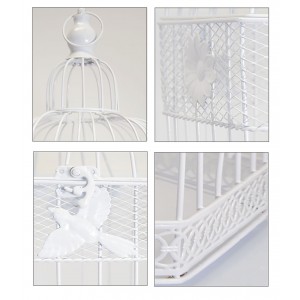 JAULA BLANCA DECORATIVA PÁJAROS & FLORES