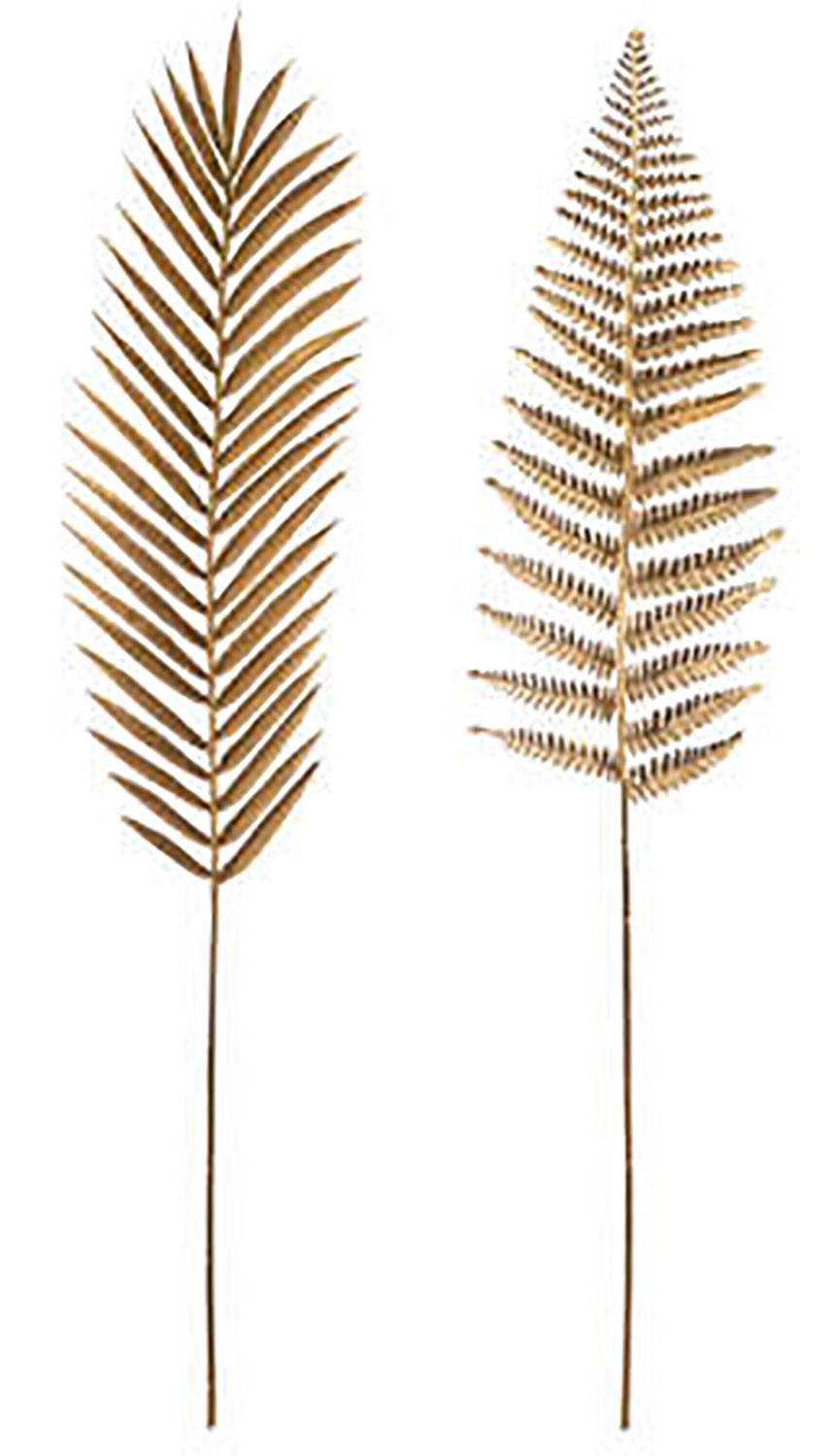 PALMERA Y HELECHO DECORATIVO DORADO CON TALLO 95CM