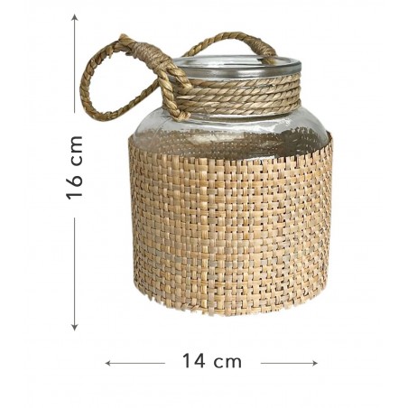PORTAVELAS DECORATIVO NATUR CON ASA 14X16