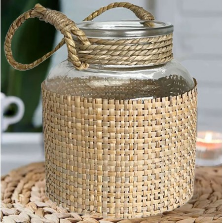 PORTAVELAS DECORATIVO NATUR CON ASA 14X16