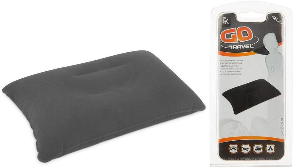 ALMOHADA HINCHABLE PARA VIAJE GRIS 36X26X10CM