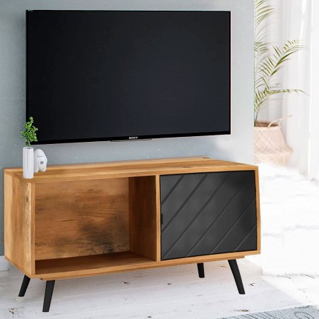MUEBLE TV SALÓN MADERA NEGRO 90X55X48,8CM