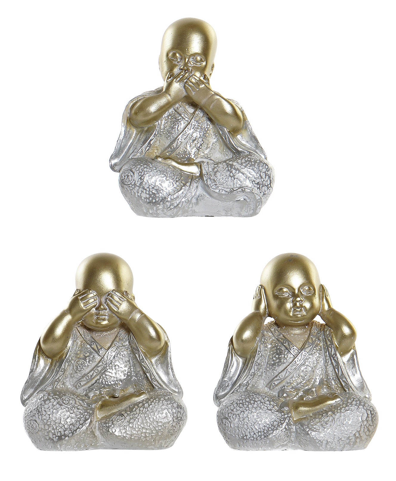 MONJE BUDISTA FIGURA DORADA 10,5X6X12