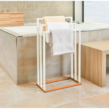 TOALLERO SUELO BAMBÚ BLANCO SARA 55x24x82CM
