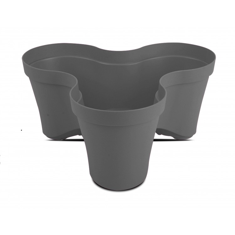 MACETERO APILABLE GRIS Y PLATO 38,5X17