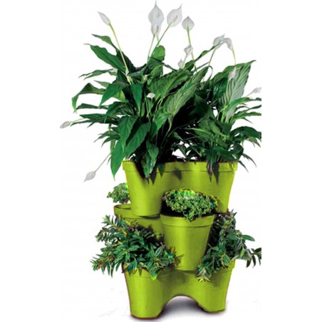 MACETERO APILABLE VERDE Y PLATO 38,5X17