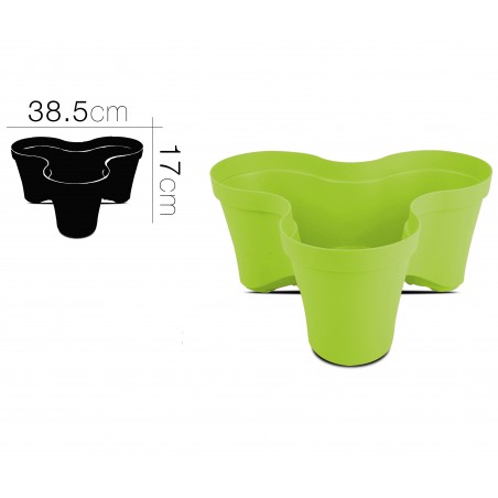 MACETERO APILABLE VERDE Y PLATO 38,5X17
