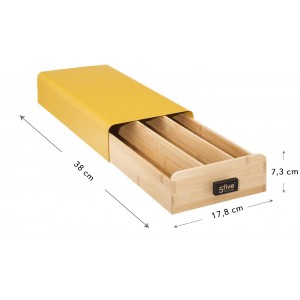 PORTA CÁPSULAS CAJA MADERA AMARILLA 17,8X38X7,3