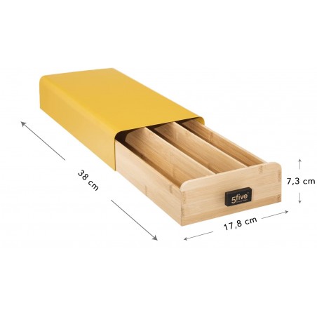 PORTA CÁPSULAS CAJA MADERA AMARILLA 17,8X38X7,3