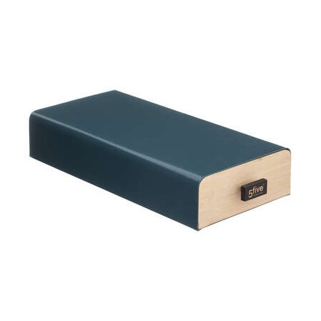 PORTA CÁPSULAS CAJA MADERA AZUL 17,8X38X7,3