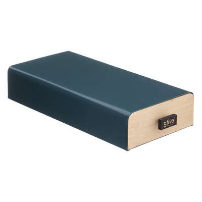 PORTA CÁPSULAS CAJA MADERA AZUL 17,8X38X7,3