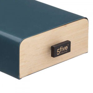 PORTA CÁPSULAS CAJA MADERA AZUL 17,8X38X7,3