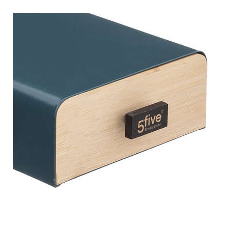 PORTA CÁPSULAS CAJA MADERA AZUL 17,8X38X7,3