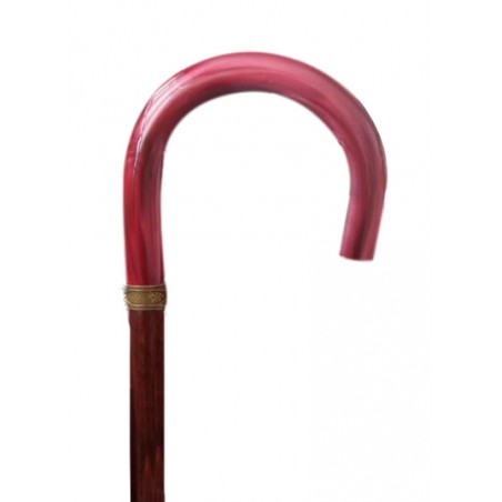 BASTÓN CURVA MADERA CON PUÑO DE COLOR ROSA 95 CM