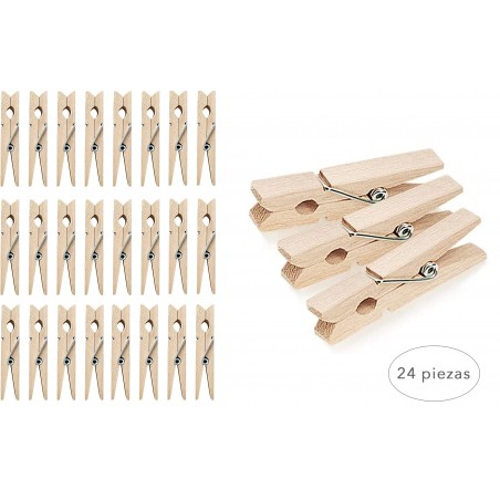 PINZAS PARA LA ROPA DE MADERA PACK 24