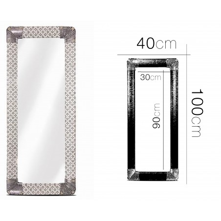 ESPEJO DE PARED BLANCO PERLAS 40X100