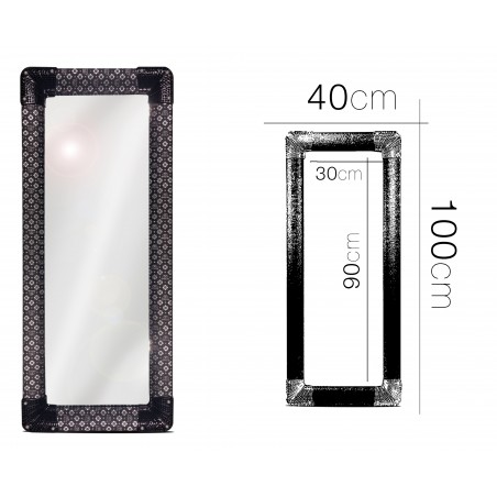 ESPEJO DE PARED NEGRO PERLAS 40X100