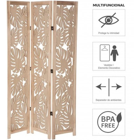 BIOMBO SEPARADOR DECORATIVO BEIGE 165 CM